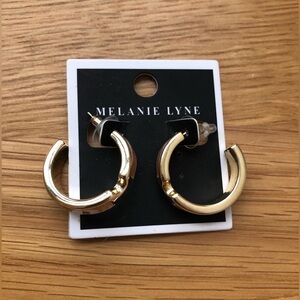 Melanie Lyne Gold Tone hoop earrings with peach pink inlay NEVER WORN